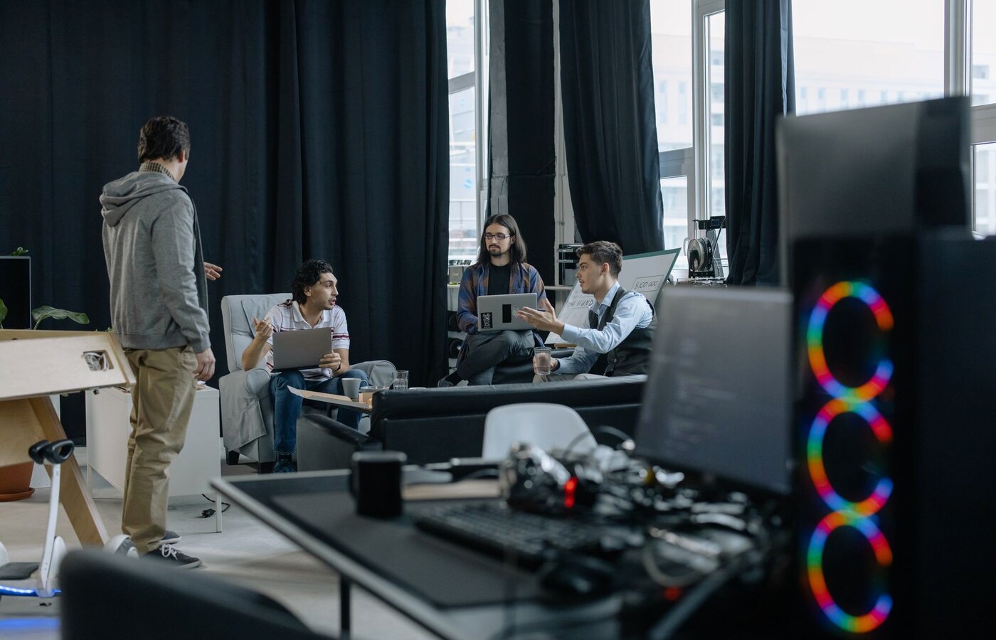 Software professionals collaborating in a real technology workplace